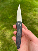 Pro-Tech Newport Black Automatic Knife Red Marble Carbon Fiber (3" Stonewash)