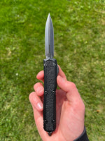 Microtech Makora Signature D/E OTF Automatic Knife Black Aluminum (3.4" Black)
