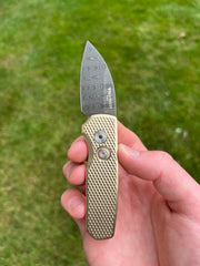 Pro-Tech Runt 5 Wharncliffe Knife Bronze Textured (1.9" Spirograph Damascus) #32 of 100