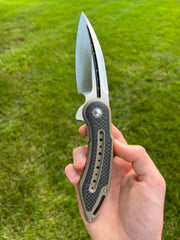 Begg Knives Tan Steelcraft Glimpse S/E Flipper Knife (3.75in Satin Plain CPM-S35VN) WKGCF5F