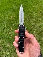 Microtech UTX-85 II OTF Knife- DE- Stepped Black Handle With Satin Blade 232II-4 S