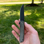 Civivi BO Folding Knife Dark Green Micarta Handle Nitro-V Plain Edge Black Stonewash Finish C20009B-6