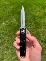 Microtech UTX-85 D/E OTF Automatic Knife Black (3.125" Satin Full Serr)