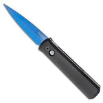 Protech Godfather Black Handle Sapphire Blue Blade Abalone Insert