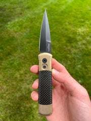 Pro-Tech Godson Automatic Knife Bronze Aluminum/Carbon Fiber (3.15" Black) 7115